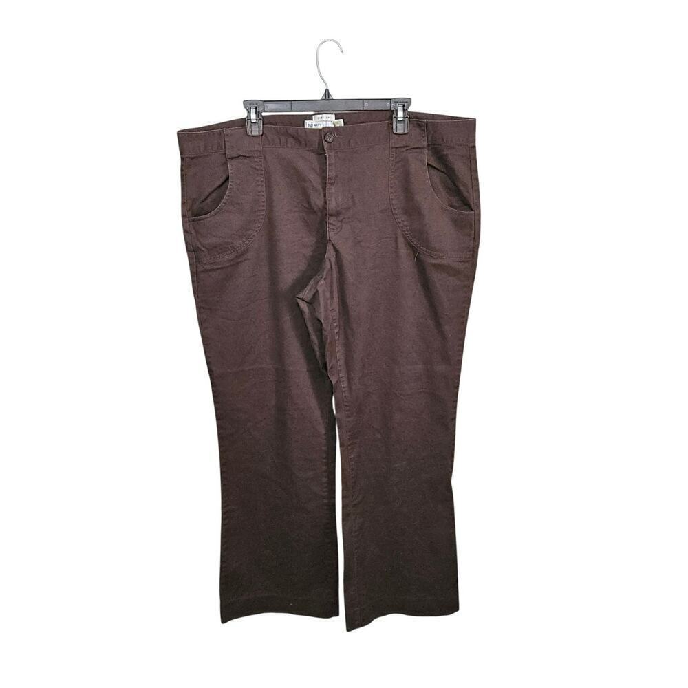 VTG Y2K Old Navy Brown Low Rise Stretch Cotton Straight Pants Sz 20 Plus Fall 05